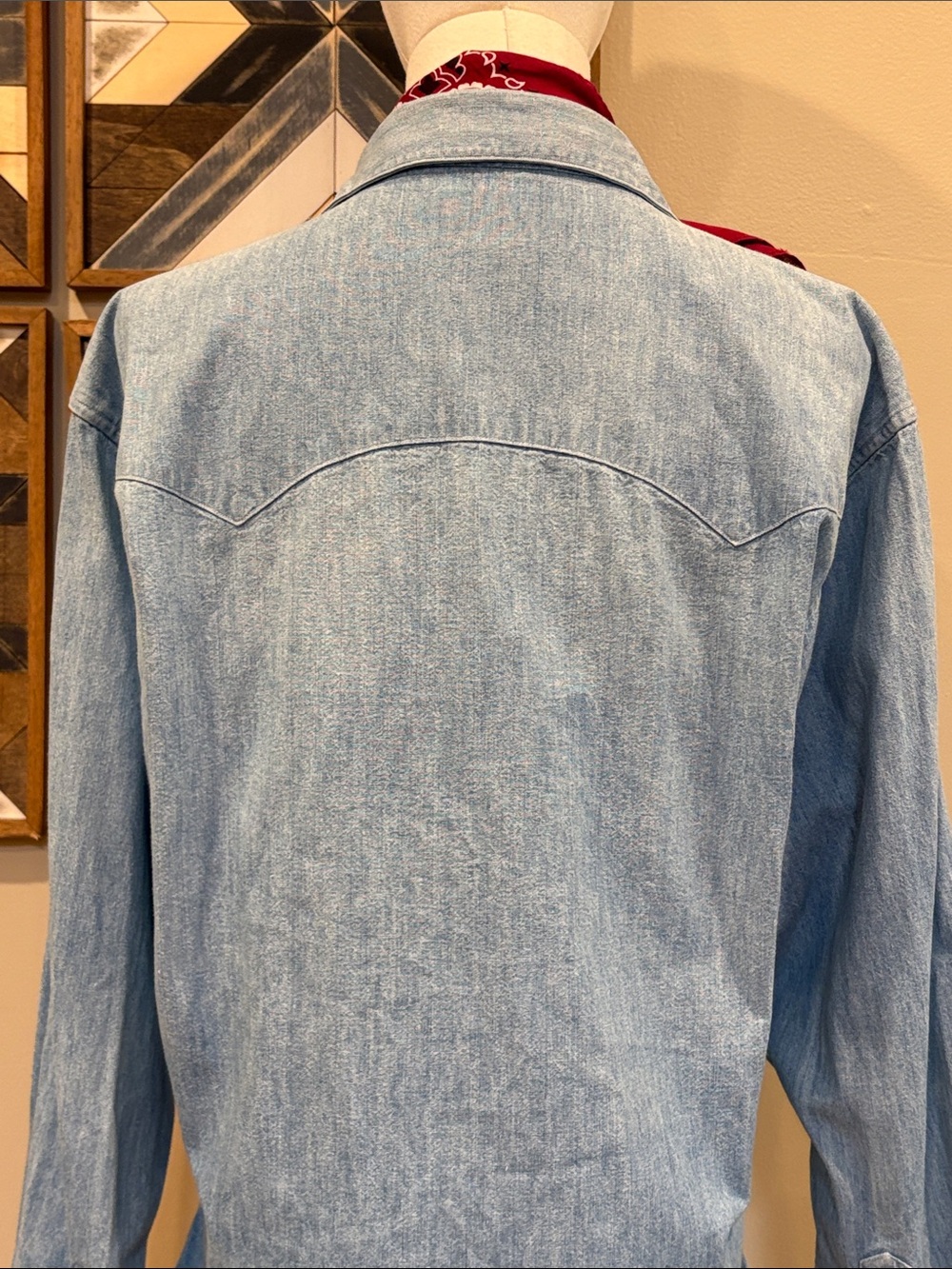 Vintage Ralph Lauren Western 80s Light Blue Denim Silver Snap Top size 8 *As-Is* - Picture 8 of 14